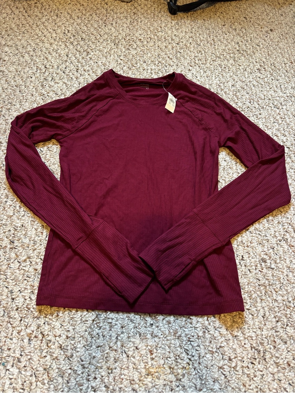 aerie Ribbed Long-Sleeve Tee in Burgundy